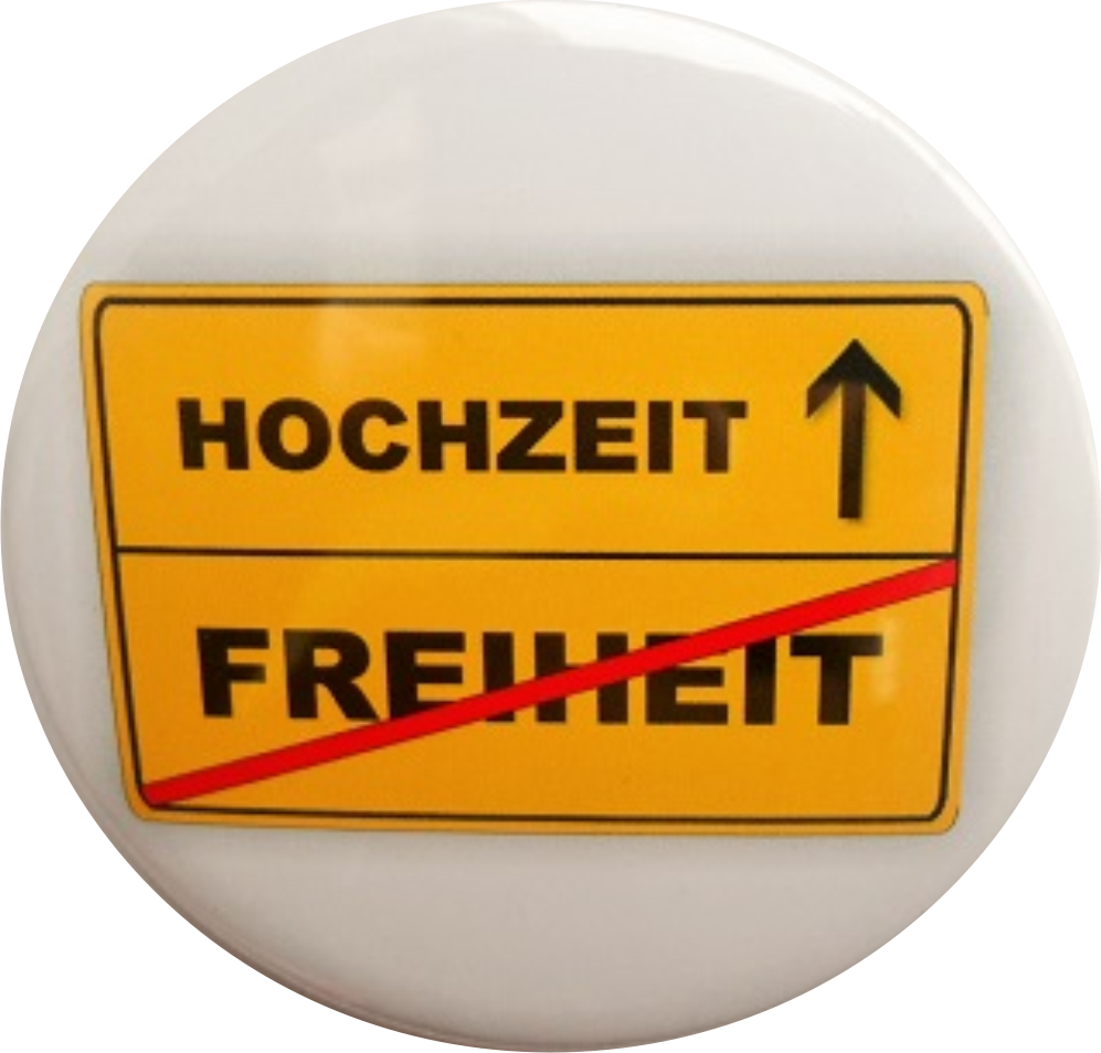 Hochzeit - Freiheit gelb-weiss / JGA-Button